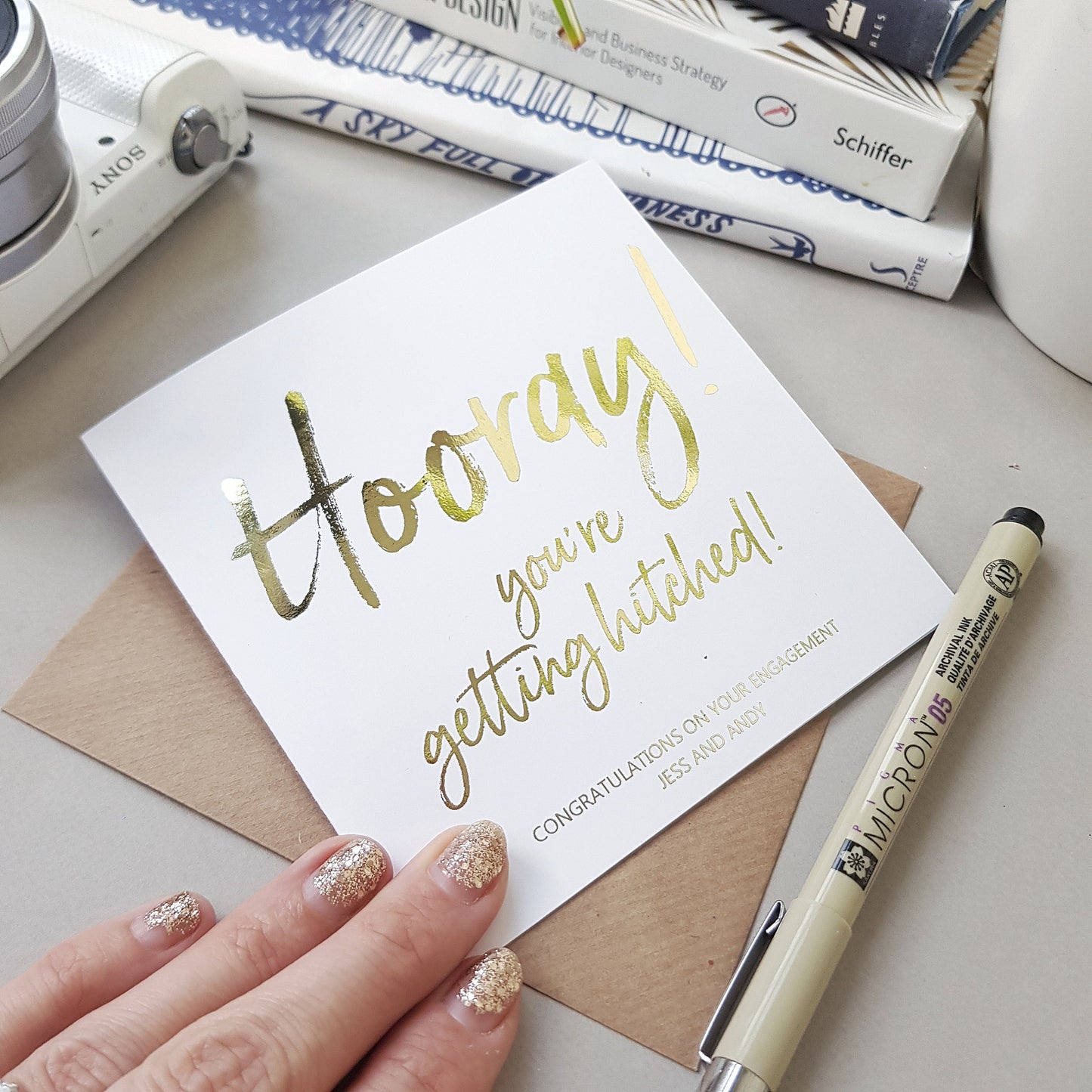 Hooray you're getting hitched! Personalised Engagement or Wedding Card
