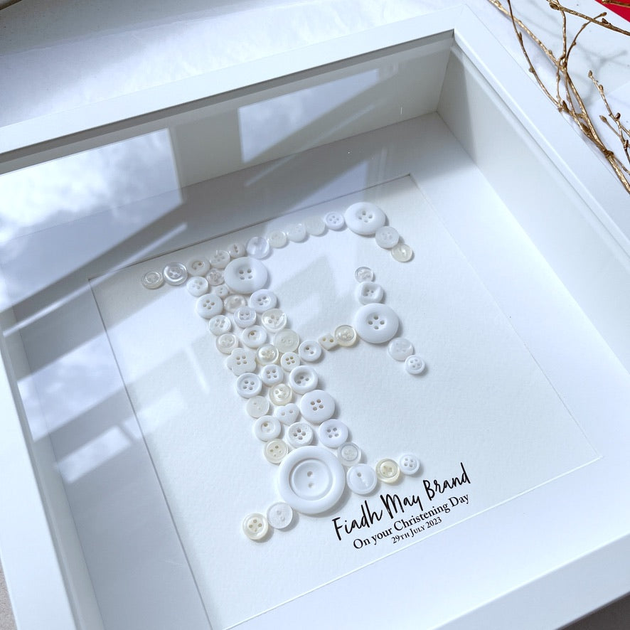 Stunning New Baby gift, a piece of Personalised Button Artwork - Christening, Baptism, Naming Ceremony!