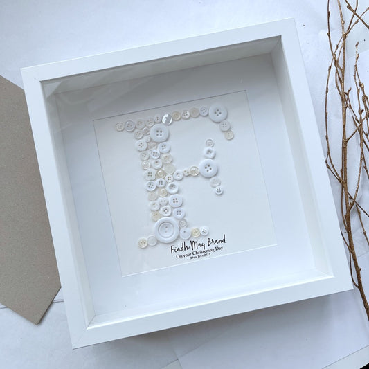 Stunning New Baby gift, a piece of Personalised Button Artwork - Christening, Baptism, Naming Ceremony!