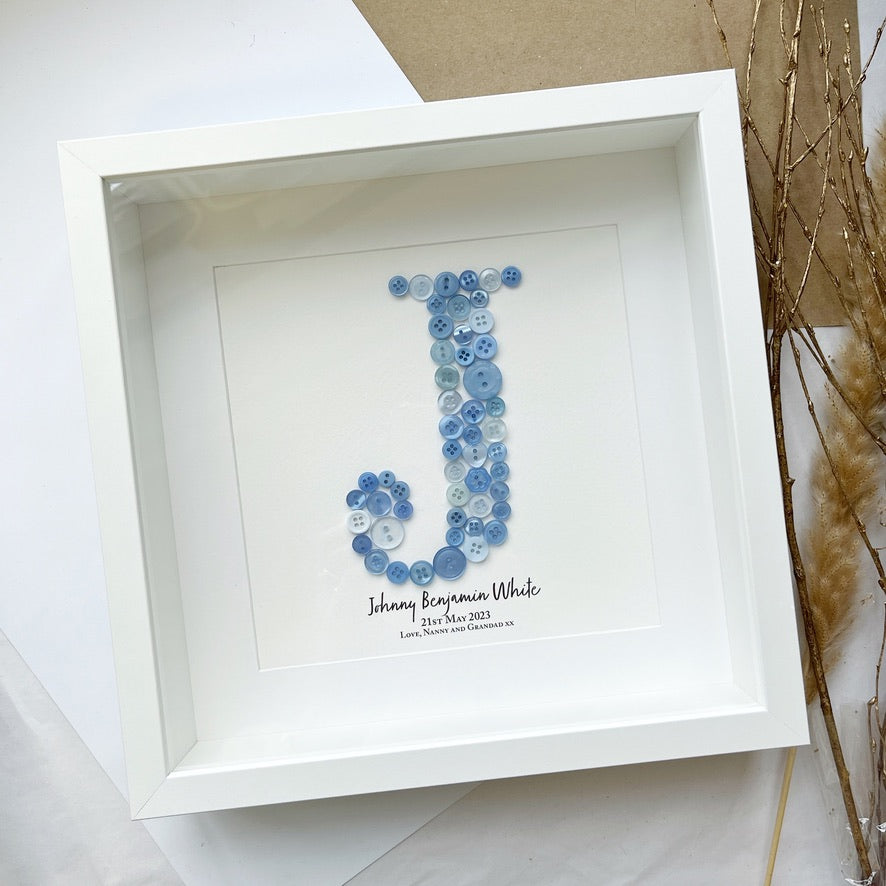 Stunning New Baby gift, a piece of Personalised Button Artwork - Christening, Baptism, Naming Ceremony!