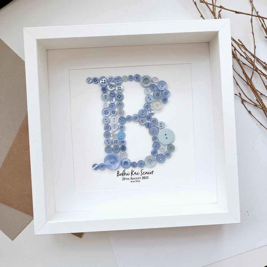 Stunning New Baby gift, a piece of Personalised Button Artwork - Christening, Baptism, Naming Ceremony!