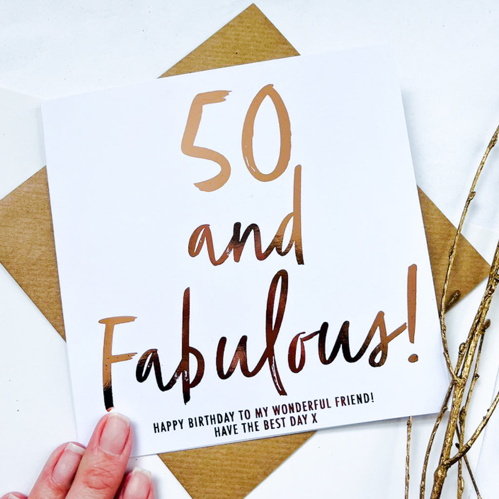 Fifty and Fabulous! Personalised 50th Birthday card.