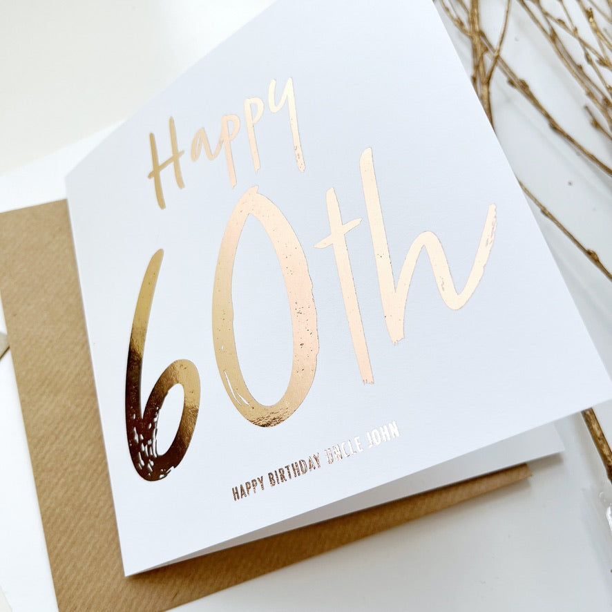 60th Foiled Birthday Card - Special personalised birthday card