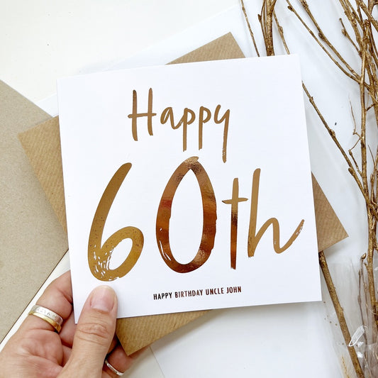 60th Foiled Birthday Card - Special personalised birthday card