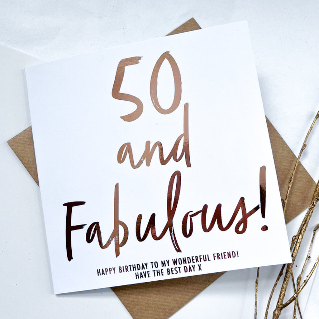 Fifty and Fabulous! Personalised 50th Birthday card.