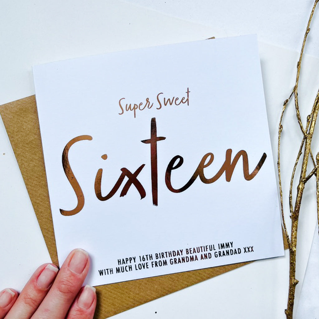 Sweet 16th Birthday Card - Personalised Card - Sixteenth Birthday Card