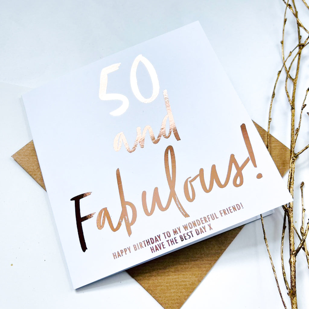 Fifty and Fabulous! Personalised 50th Birthday card.