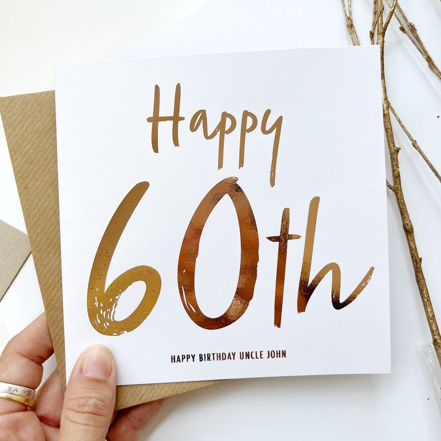 60th Foiled Birthday Card - Special personalised birthday card