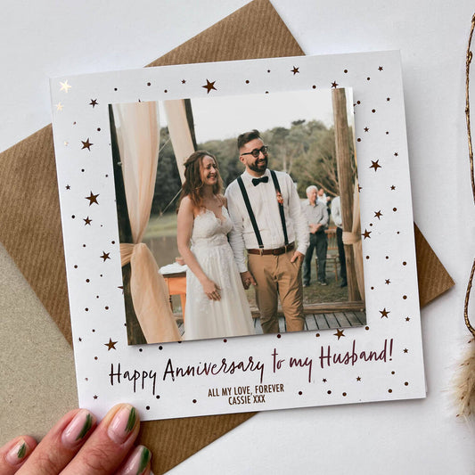 Personalised Anniversary Photo Card For Husband