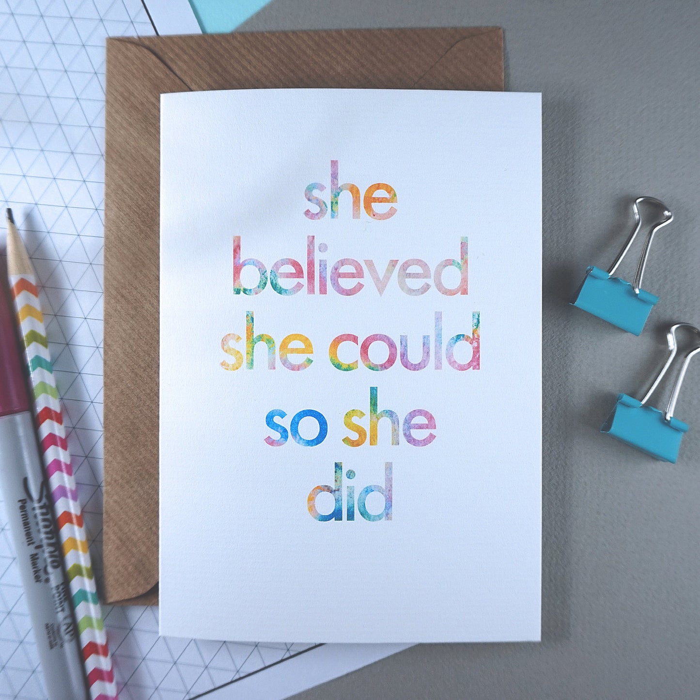She Believed She Could | Birthday Card for a friend | BFF, best friend, good luck card, new job