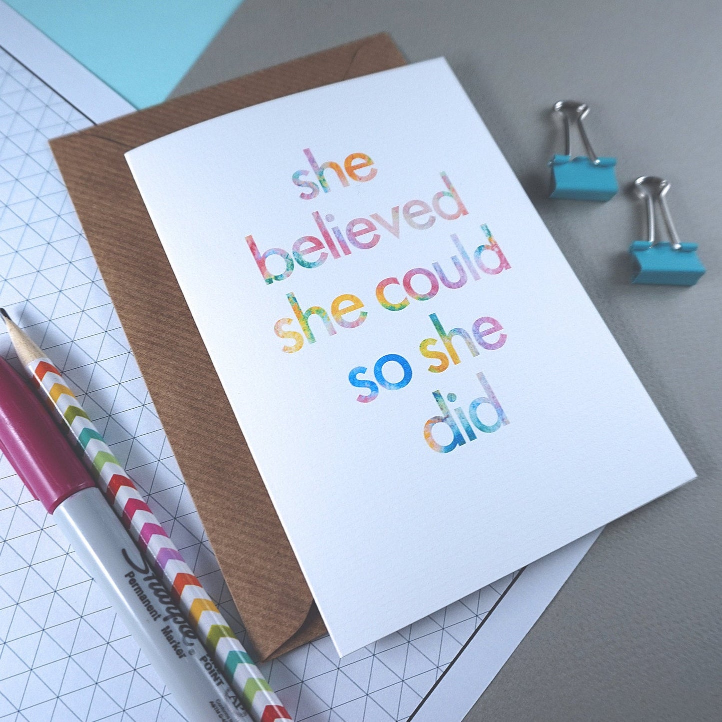 She Believed She Could | Birthday Card for a friend | BFF, best friend, good luck card, new job