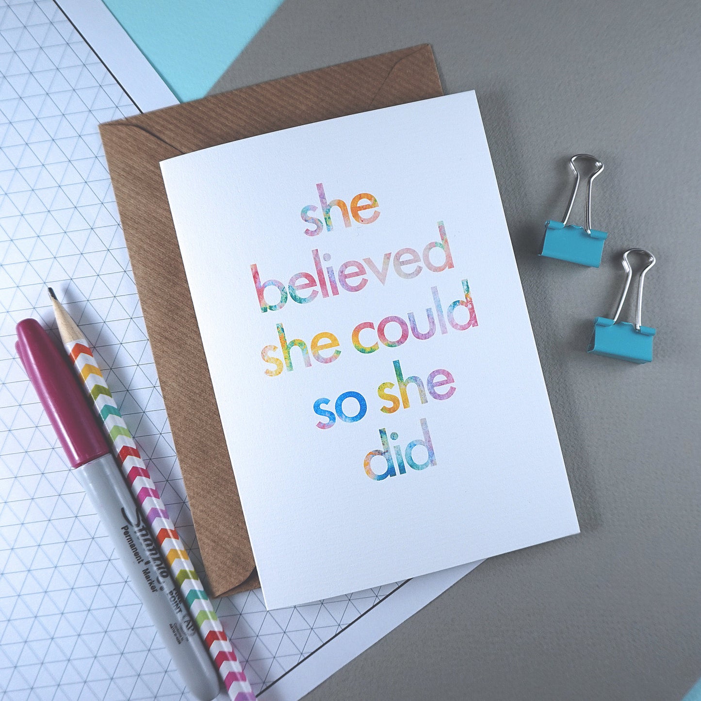 She Believed She Could | Birthday Card for a friend | BFF, best friend, good luck card, new job
