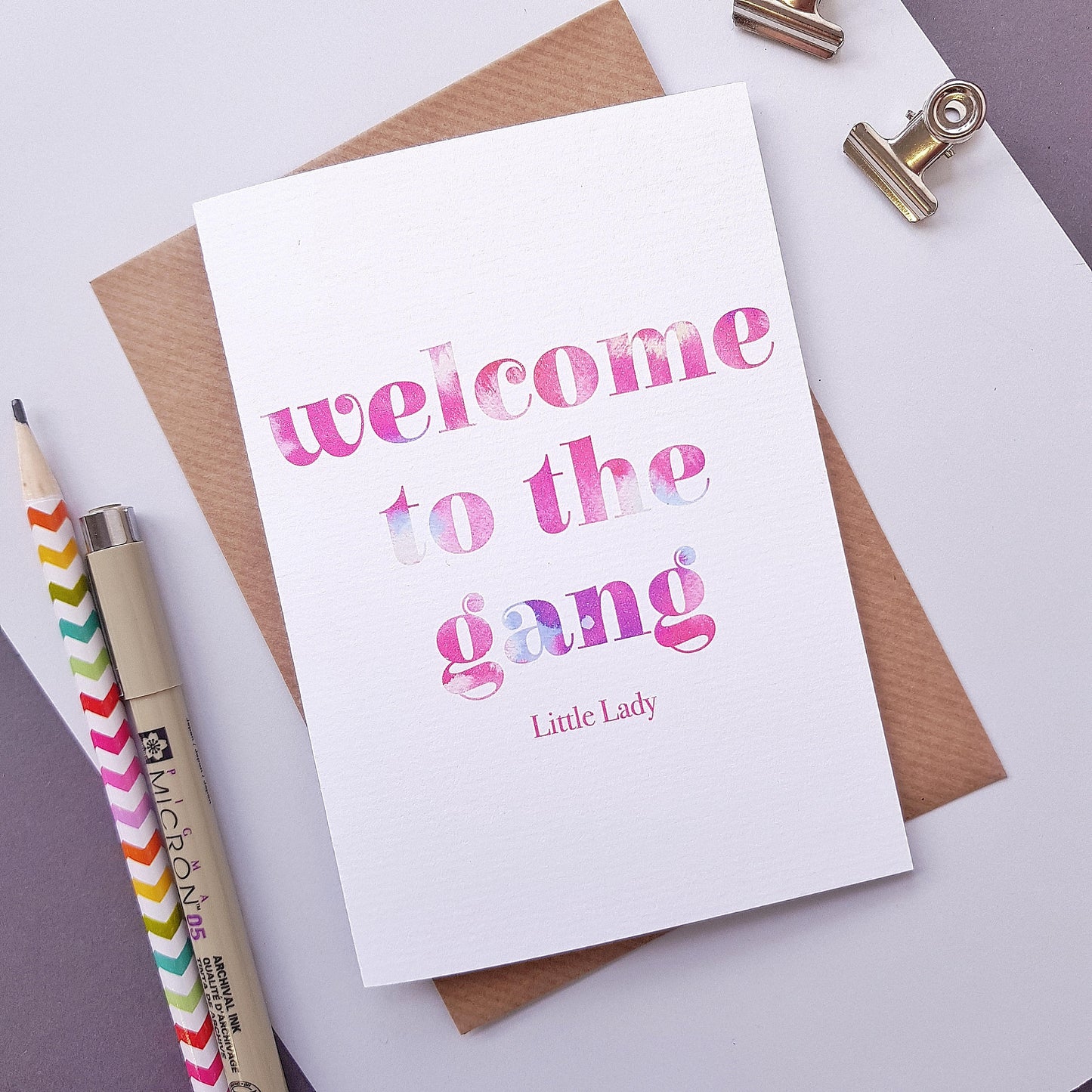 Welcome to the gang | New Baby Girl Card | Newborn | Personalised Card