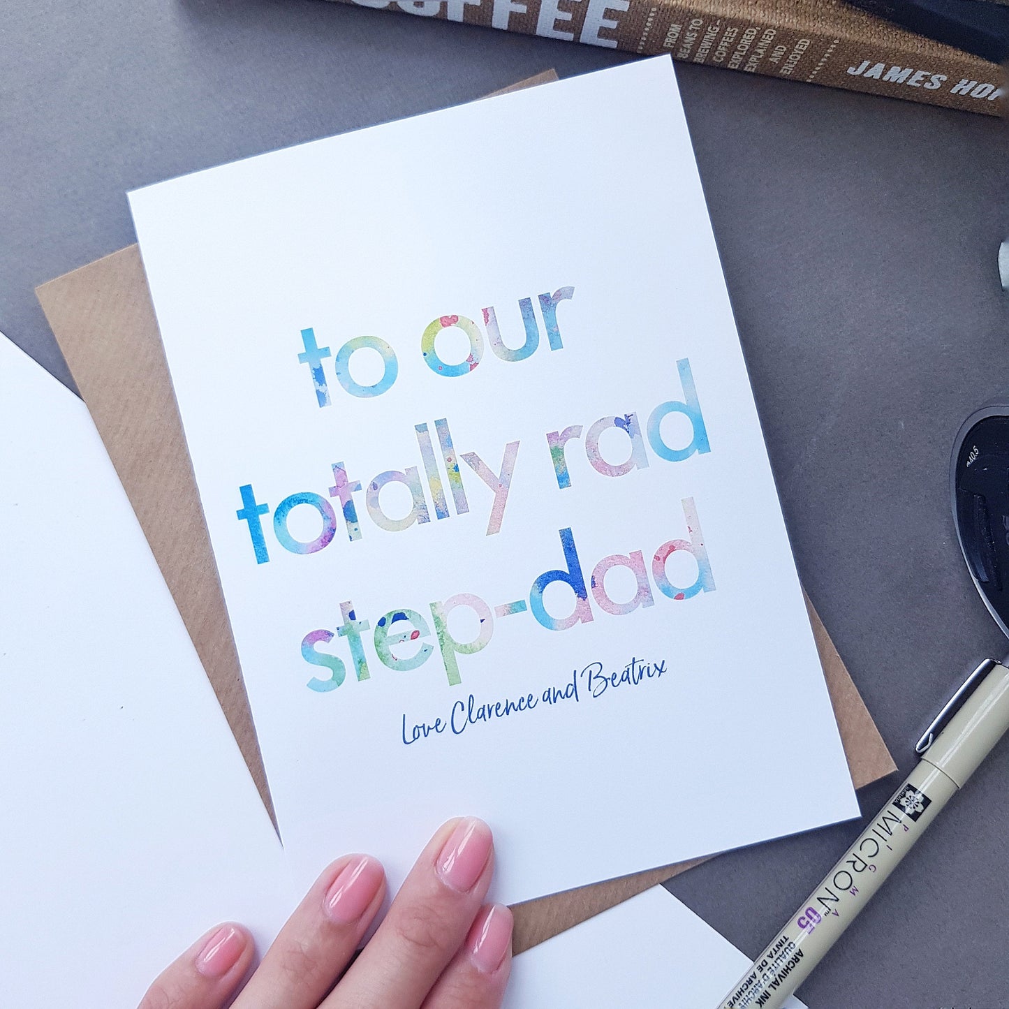 Birthday Card for your totally rad Step dad, personalised.