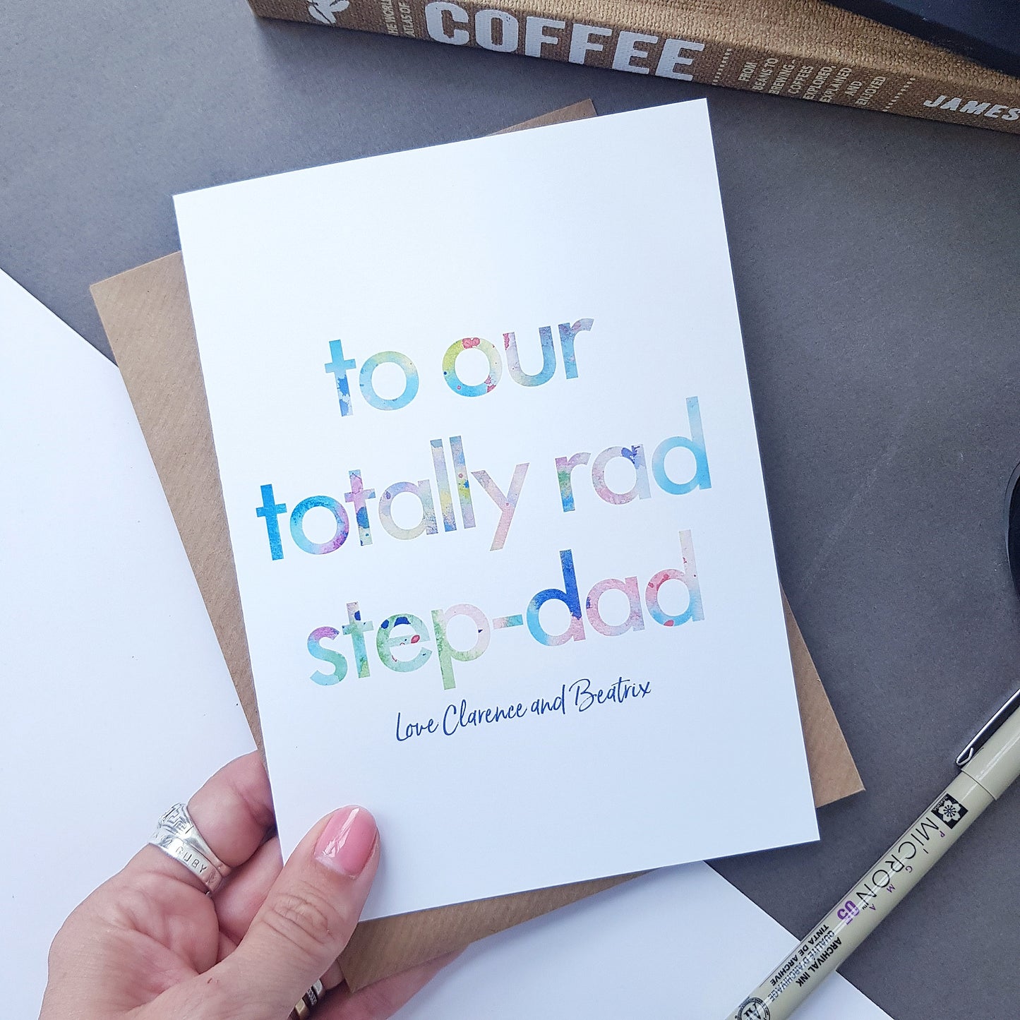 Birthday Card for your totally rad Step dad, personalised.
