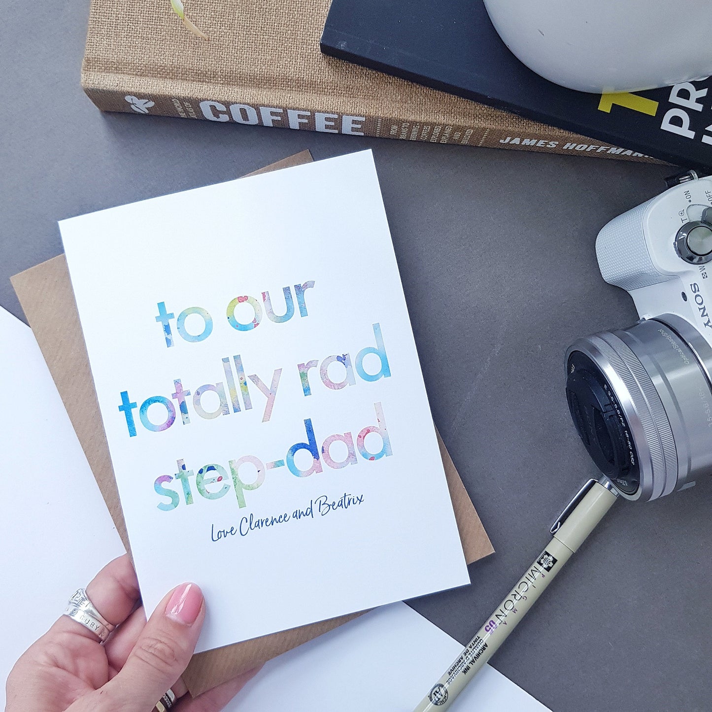 Birthday Card for your totally rad Step dad, personalised.