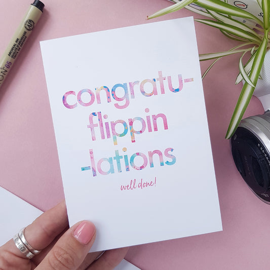 Congratu Flippin Lations | Congratulations Card | New Job | New Home | Graduation Card